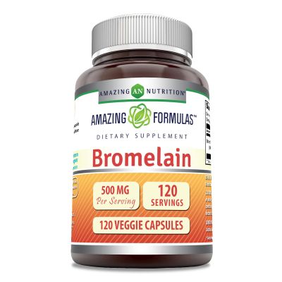 Amazing Formulas Bromelain Supplement | 500 Mg Per Serving | Veggie Capsules | Non-GMO | Gluten Free | Made in USA | Ideal for Vegetarians (1 Pack | 120 Count)