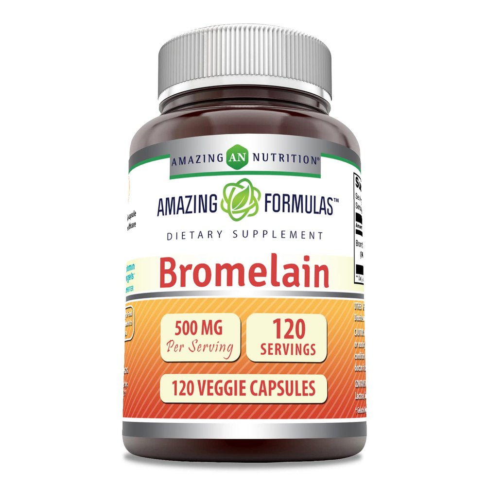 Amazing Formulas Bromelain Supplement | 500 Mg Per Serving | Veggie Capsules | Non-GMO | Gluten Free | Made in USA | Ideal for Vegetarians (1 Pack | 120 Count)