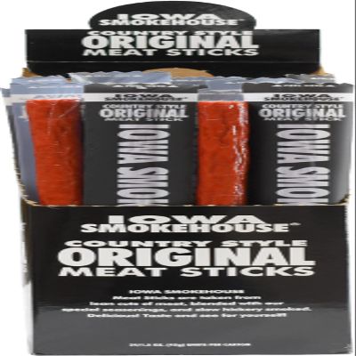 IOWA SMOKEHOUSE Country Style Meat Sticks, Original - 24 Individually Wrapped Sticks, Made in USA - 1.5 Oz each