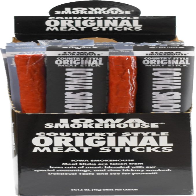 IOWA SMOKEHOUSE Country Style Meat Sticks, Original - 24 Individually Wrapped Sticks, Made in USA - 1.5 Oz each