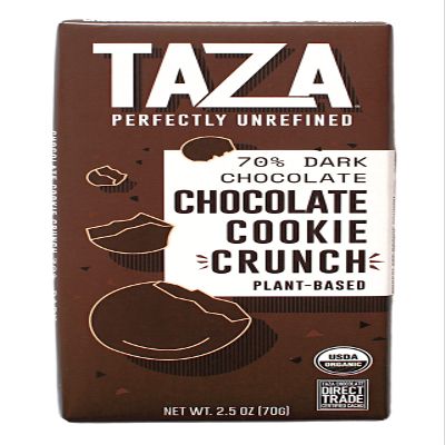 Taza Chocolate Organic Smooth & Crunchy Bars 70% Stone Ground, Chocolate Cookie Crunch 2.5 Ounces (10 Count), Vegan