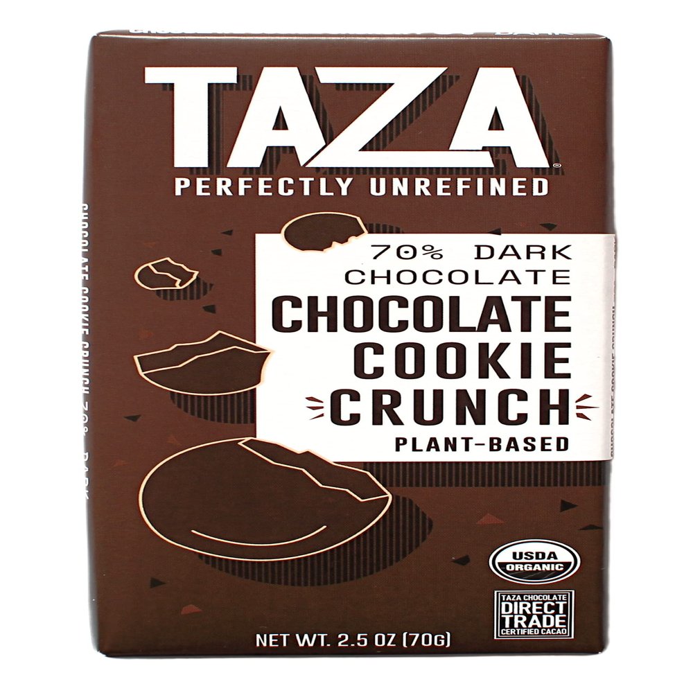 Taza Chocolate Organic Smooth & Crunchy Bars 70% Stone Ground, Chocolate Cookie Crunch 2.5 Ounces (10 Count), Vegan