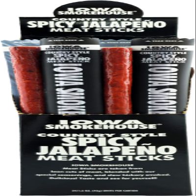 IOWA SMOKEHOUSE Country Style Meat Sticks, Spicy Jalapeno - 24 Individually Wrapped Sticks, Made in USA - 1.5 Oz each