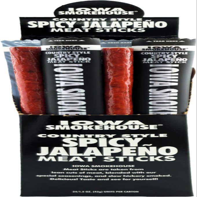 IOWA SMOKEHOUSE Country Style Meat Sticks, Spicy Jalapeno - 24 Individually Wrapped Sticks, Made in USA - 1.5 Oz each