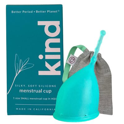 Kind Cup | Comfortable | Soft | Curved Period Cup | Easy to Reach | Easy to Use | 100% Medical Grade Silicone Cups | Patented Menstrual Cups | Reusable Cups (Aqua - Small)