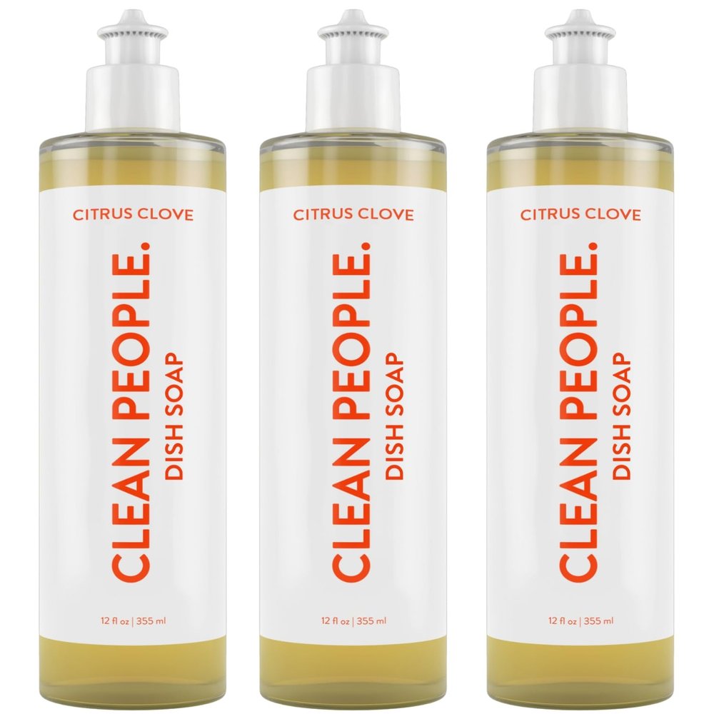 THE CLEAN PEOPLE Liquid Dish Soap - Clean, Simple Ingredients - Extra Scrubbing Power (Citrus Clove Scent) 12 fl. oz (3 Pack)