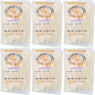 Rice Stick Noodles for Stir Fry, 3mm Width, 16 Ounce Each, Pack of 6