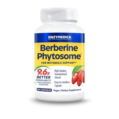 Enzymedica, Berberine Phytosome, 9.6X Better Bioavailability, High Potency Natural Vegan Herbal Supplement for Metabolic Support, 60 Capsules