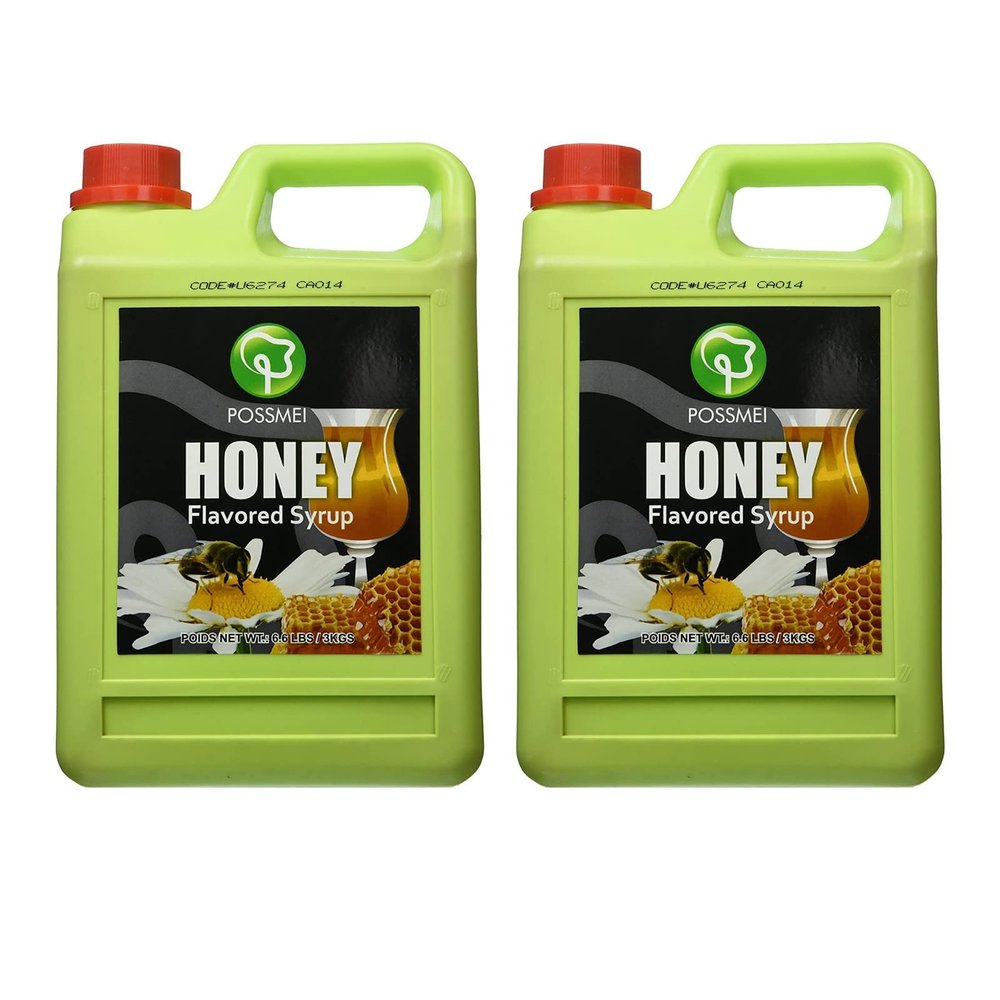 Possmei Honey Flavored Syrup, 6.6 Pound Plastic Jar 2 Pack