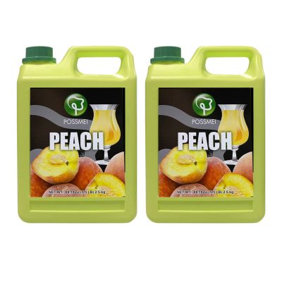 Possmei Peach Flavored Syrup, 5.5 Pound Plastic Jar 2 Pack