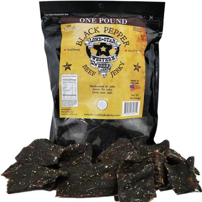 Lone Star Black Pepper Beef Jerky - 1 Pound Resealable Bag - Hickory Smoked Handcrafted Flavor - High Protein Healthy Meat Snack
