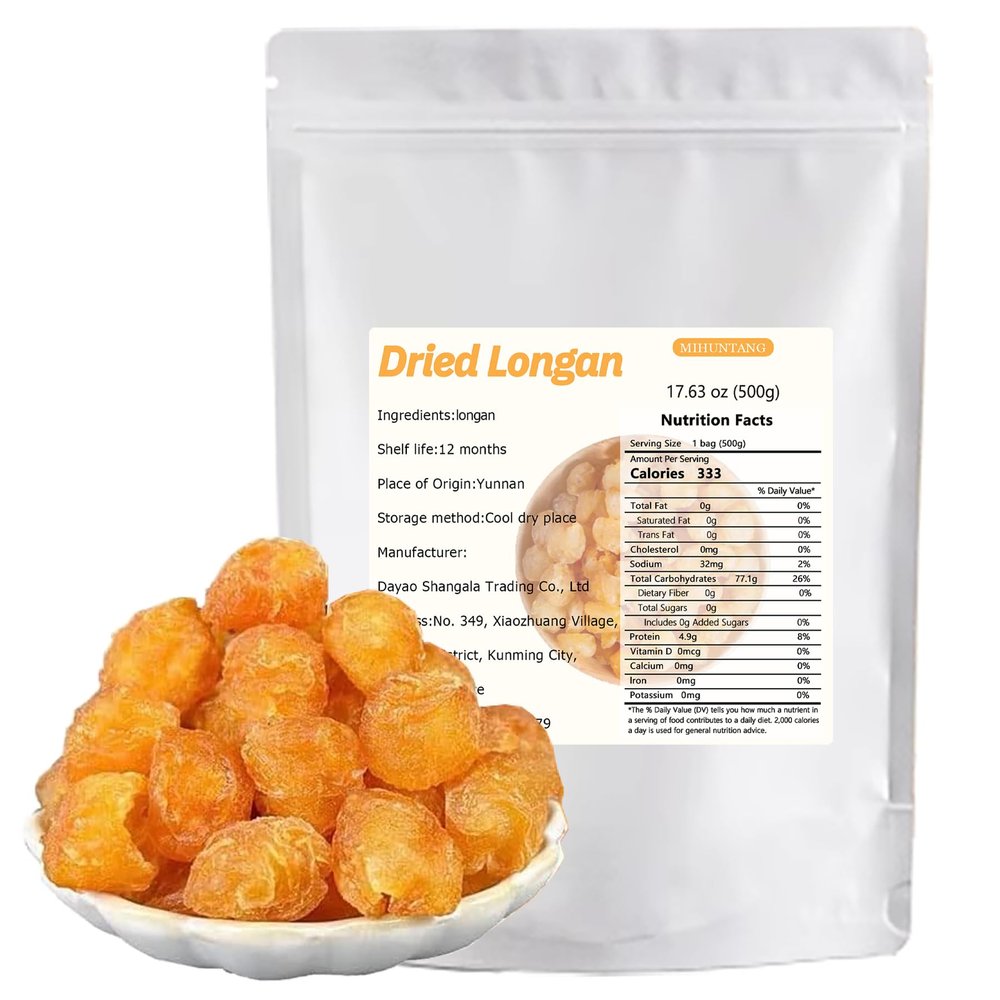 Dried Longan 17.63oz Dried fruit Meat Loose Longyan Dry No Sugars Used in teas Snacks Dessert Edible Cooking
