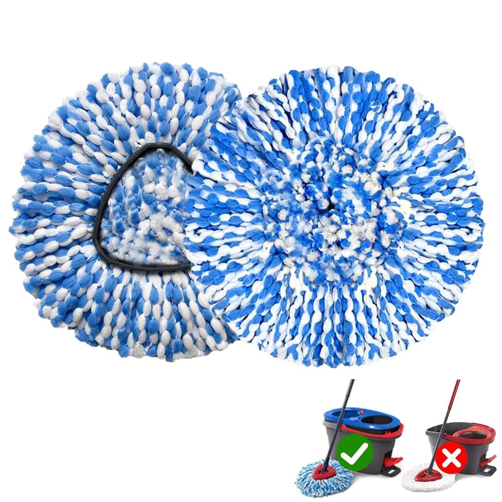 2 Pack Mop Replace Heads Compatible for OCeda, Spin Mop Refill Head Replacement for RinseClean 2-Tank System - Fluffy Microfiber, Machine Washable and Easy to Replace