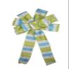 1 Pcs Small 5-6" Hand Made Aqua and Lime Wired Bow Stripe Spring Easter Summer Green view 4
