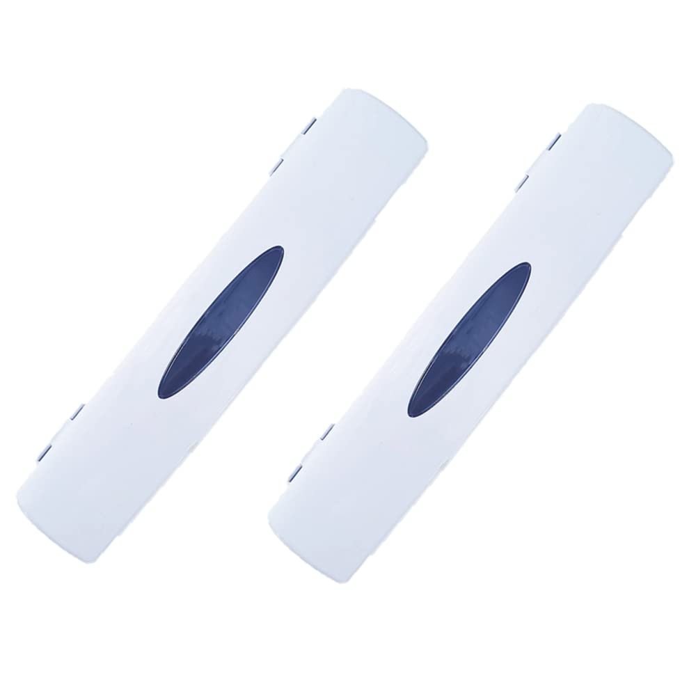 2 Packs Plastic Wrap Cutter Plastic Wrap tastic Easy to Use Food Freshness Wrap Dispenser, Just Pull, Press, Cut, and Wrap Food in Parchment Paper, Aluminum Foil, Cling Wrap, or Your Favorite Material