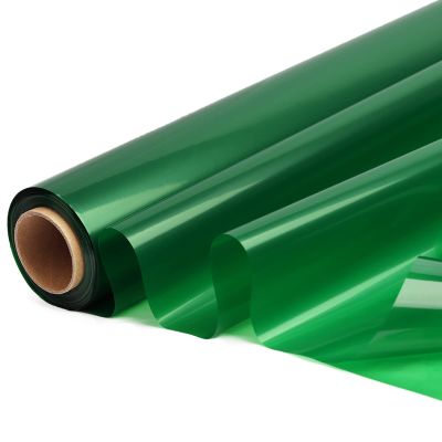 CMFYHM Green Cellophane Wrap Roll,Colorful Cello 34 In Wide X 100 Ft Long, Translucent Colored Cellophane Wrapping Paper for Gift Baskets Wrap, Treats, Holiday, DIY Arts Crafts Decoration (Green)