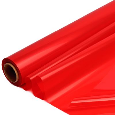 CMFYHM Red Cellophane Wrap Roll,Colorful Cello 34 In Wide X 100 Ft Long, Translucent Colored Cellophane Wrapping Paper for Gift Baskets Wrap, Treats, Holiday, DIY Arts Crafts Decoration (Red)