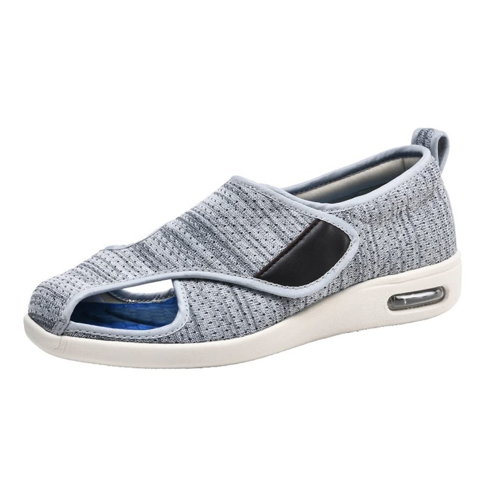 Women Men Extra Wide Edema Sandal Elder Adjustable Swollen Feet Diabetic Slippers Breathable Mesh Anti-Slip Rubber Sole Walking Sneaker,Grey a,7