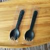100PCS Disposable Sporks, Individually Wrappe Eco-Friendly Durable Plastic Spork, 2 in 1 Forks and Spoons Great for School Lunch, Picnics or Restaurant and Party Supply (Black) view 1