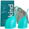 Kind Cup | Comfortable | Soft | Curved Period Cup | Easy to Reach | Easy to Use | 100% Medical Grade Silicone Cups | Patented Menstrual Cups | Reusable Cups (Agua - Regular & Small (Duo)) view 1