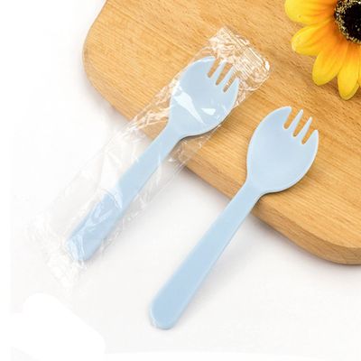 100PCS Disposable Sporks, Individually Wrappe Eco-Friendly Durable Plastic Spork, 2 in 1 Forks and Spoons Great for School Lunch, Picnics or Restaurant and Party Supply (Blue)