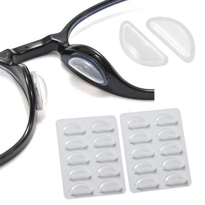 Nose Pads for Glasses with Air Chamber, Super Sticky Anti Slip Eyeglass Nose Pads, Soft Silicone Adhesive Glasses Nose Pad for Plastic Frames (10 Clear Pairs)