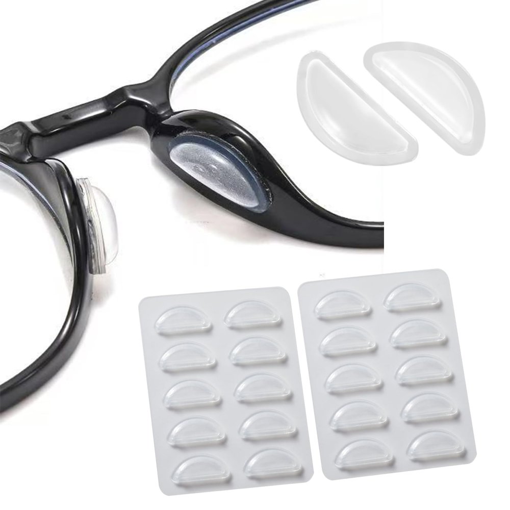 Nose Pads for Glasses with Air Chamber, Super Sticky Anti Slip Eyeglass Nose Pads, Soft Silicone Adhesive Glasses Nose Pad for Plastic Frames (10 Clear Pairs)