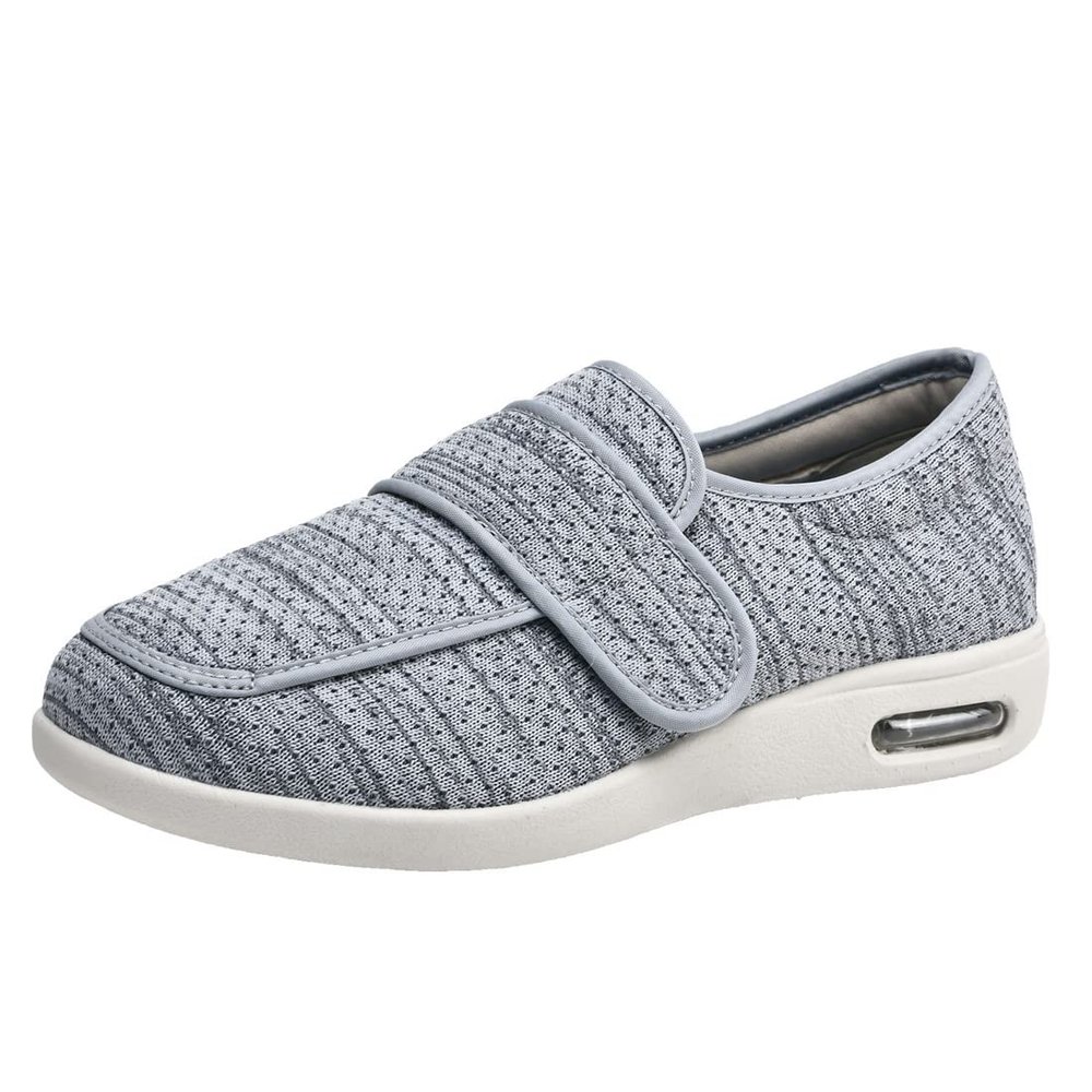 VELITS Unisex Diabetic Slippers Adjustable Edema Walking Slippers Comfort Extra Wide Swollen Feet Sneaker Breathable Elder Footwear,Grey a,14
