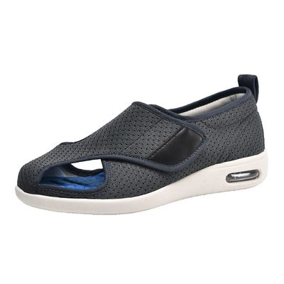 Women Men Extra Wide Edema Sandal Elder Adjustable Swollen Feet Diabetic Slippers Breathable Mesh Anti-Slip Rubber Sole Walking Sneaker,Grey,5.5