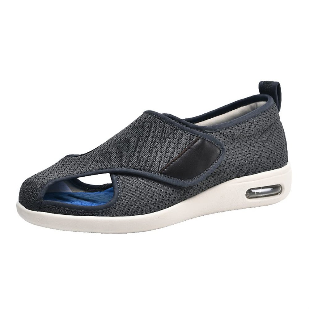 Women Men Extra Wide Edema Sandal Elder Adjustable Swollen Feet Diabetic Slippers Breathable Mesh Anti-Slip Rubber Sole Walking Sneaker,Grey,5.5