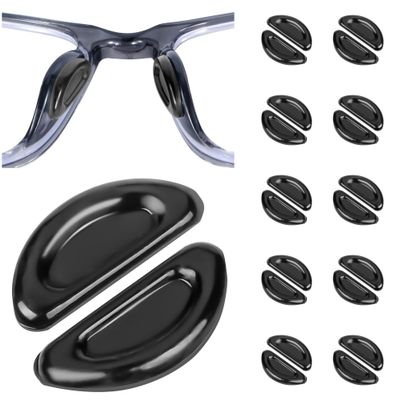 Eyeglass Nose Pads, Anti Slip Nose Pads for Glasses with Super Sticky Backing, Soft Silicone Adhesive Glasses Nose Pad (10 Black Pairs)