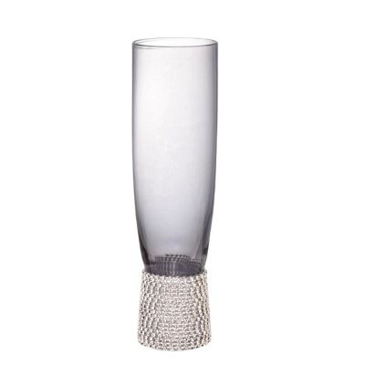 AAGAZA Clear Glasses Decorative Drinkware Vintage Style Handmade Rhinestones Ice Cream Ornament Creative Glassware Drink Cup for Bar Home, Grey/1183 (Color : Gray)