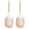 Feather Duster, Lambswool Duster for Cleaning Set of 2, Wooden Handle with Hanging Rope, Washable Reusable Small Hand Duster for Cleaning Wall Plant Desk, Blind Cleaner Duster Tool view 1