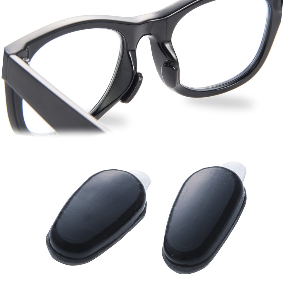 Mochi a girl Natural Eyeglass Nose Pads | Adhesive Anti-Slip Nose Pads | Soft Silicone Nose Cushion for Glasses, Eyeglasses, Sunglasses | 1 Pair (Clear) (Black, 2.5mm Height)