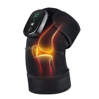FSA Eligible Knee Massager with Heat and Vibration, Knee Heating Pad for Arthritis with Massage, Heated Knee Brace Wrap Black