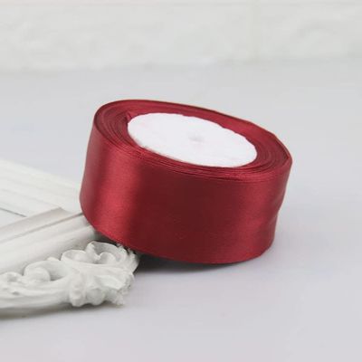 HZLXF1 22Meters Silk Satin Ribbons Suitable for Wedding Birthday Party Decorative Satin Ribbons (Color : 33 Burgundy, Size : 25mm)