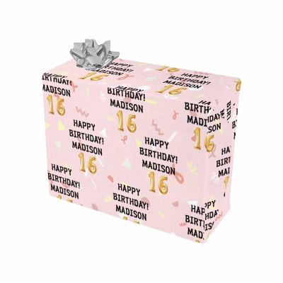 MyPupSocks Personalized Name Birthday Birthday Party Wrapping Paper Pink Make Every Birthday Special with Personalized Wrapping Paper 1 Roll