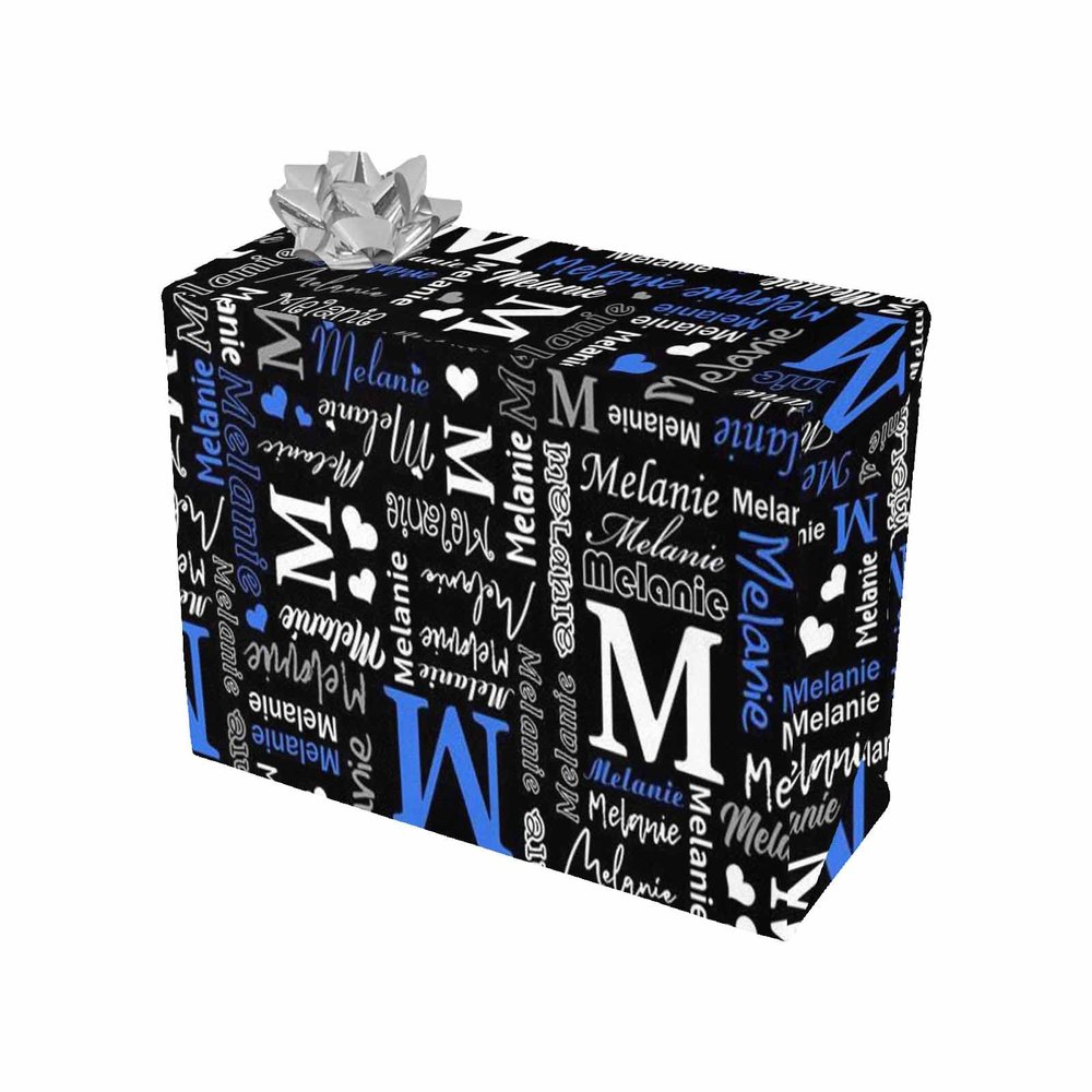 MyPupSocks Customized Add Your Couples Name Reversible Kids Birthday Wrapping Paper Black Present Gift Wrap Paper for Boys, Girls, Men, Women, All Occasion 5 Rolls