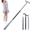 35" Long Dressing Stick with Shoe Horn with Sock Removal Tool, Adjustable Extended Dressing Aids for Shoes, Socks, Shirts and Pants Grey and Black view 1