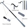 35" Long Dressing Stick with Shoe Horn with Sock Removal Tool, Adjustable Extended Dressing Aids for Shoes, Socks, Shirts and Pants Grey and Black view 3