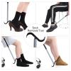 35" Long Dressing Stick with Shoe Horn with Sock Removal Tool, Adjustable Extended Dressing Aids for Shoes, Socks, Shirts and Pants Grey and Black view 4