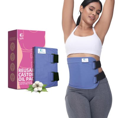 glitz Castor Oil Pack Wrap  Reusable Organic Castor Oil Packs for Liver Detox (Compress), Less Mess, Anti Leak Outer Layer, Soft Cotton (Violet)