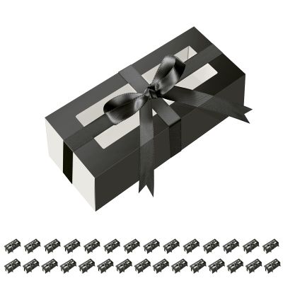 HAPPY POTATO 30 Pack Macaron Boxes for 4 or 5, 41.91.9 Inches, Macaron Packaging Boxes, Black Macaron Box with Window, Macaron Container Gift Boxes with Ribbon