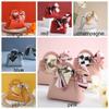 5Pcs Mini Handbag Shape Leather Gift Box, Ribbon Elegant Gift Bags with Bow, Candy Box Gift Bags Gift Wrap Bags For Wedding Birthday (yellow) view 3