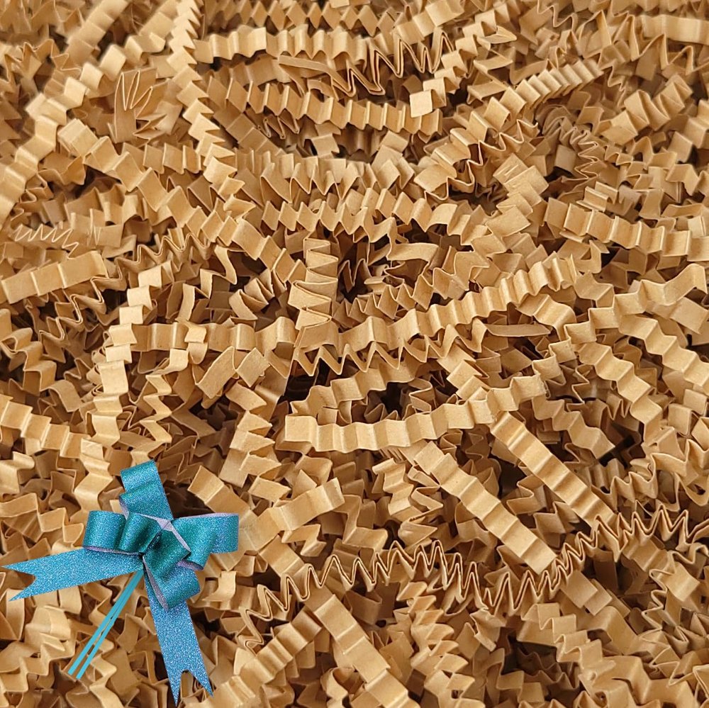 BOXHOME Shred Paper Filler (1LB) Crinkle Cut Paper for Wrapping & Filling Gift Basket Gift Boxes, Kraft-Decoration Raffia Contains Bow