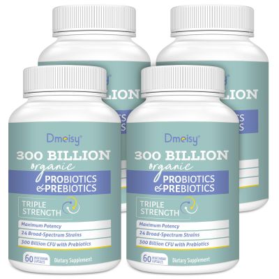 Probiotics for Women and Men, 300 Billion CFU 24 Strains Probiotics + 15 Organic Herbs Prebiotics Blend, Shelf Stable Gut Health Supplement for Digestive Immune & Whole-Body Health, 8 Month Supply