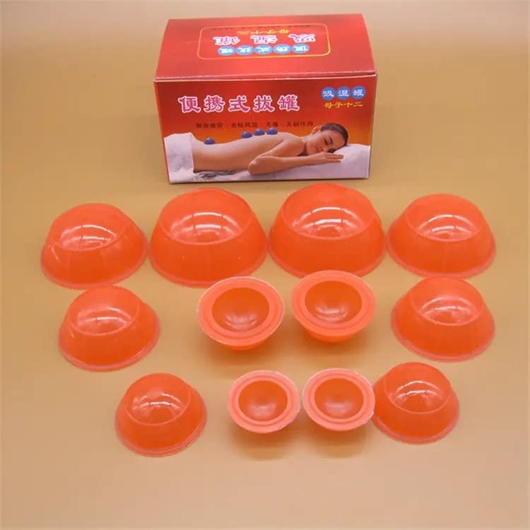 CHOUDHARY ACUPRESSURE Anti Cellulite Vacuum Silicone Family Facial Body Massage Therapy Cupping Cups - 12Pcs/Set