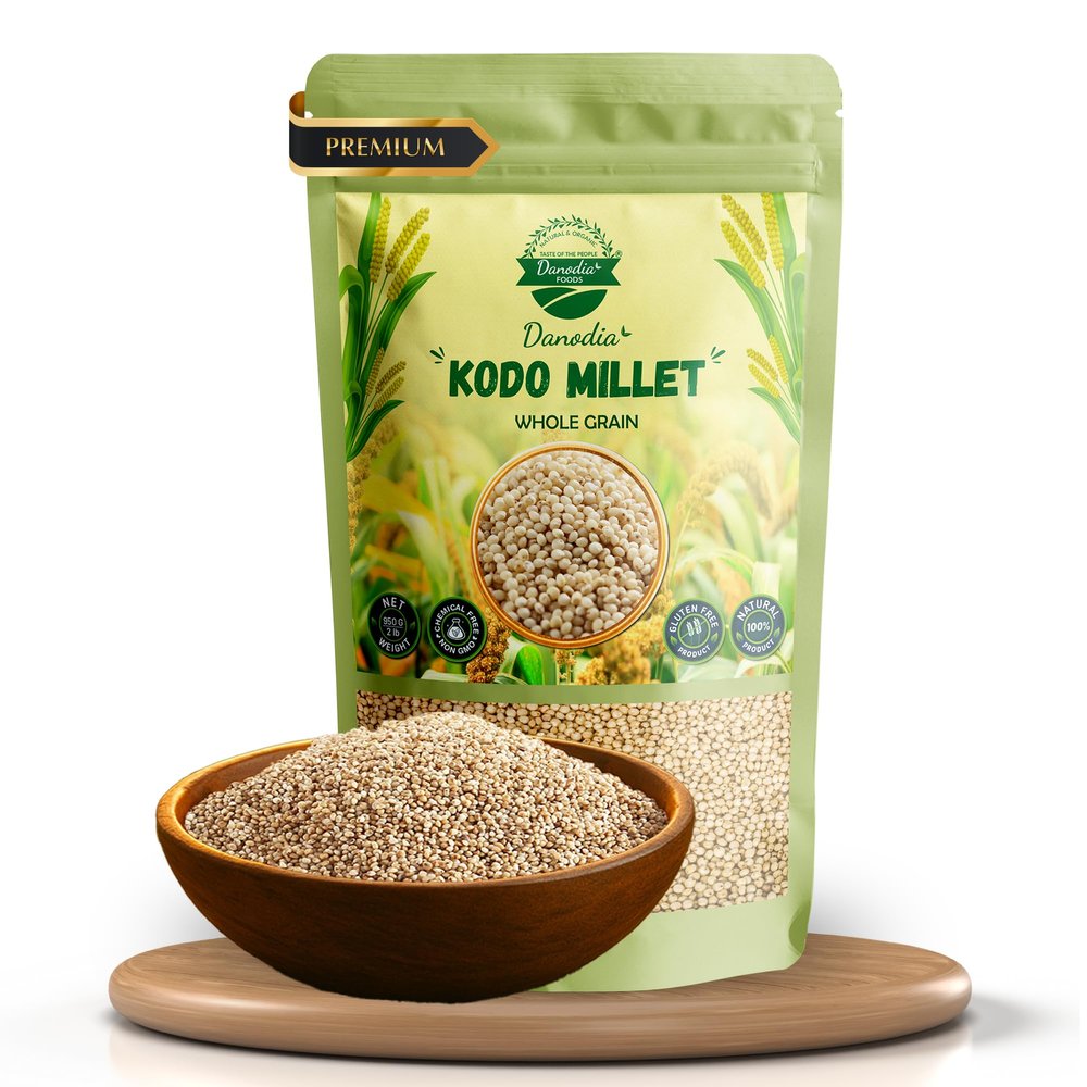 Danodia Foods Organic Kodo Millet (2 lbs | 950g | 33oz) | Unpolished, Whole Grain, Gluten-Free, Hulled, Low GI Superfood Of The Decade | Natural, Non-GMO, Vegan, High Fiber & Protein