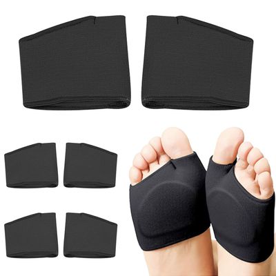 3 Pairs of Metatarsal Pads for Women and Men , Ball of Foot Cushions for Pain Relief of Bunions&Morton's Neuroma,Metatarsal Sleeve/Socks with Built-in Soft Gel Pad (Large,Black)