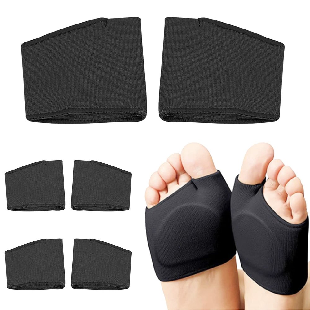 3 Pairs of Metatarsal Pads for Women and Men , Ball of Foot Cushions for Pain Relief of Bunions&Morton's Neuroma,Metatarsal Sleeve/Socks with Built-in Soft Gel Pad (Large,Black)